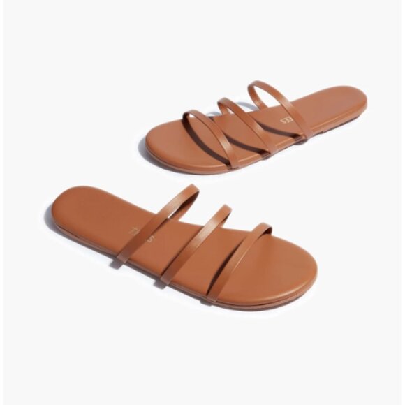NEW TKEES Made In Brazil Leather Emma Flat Strappy Sandals in Au Natural 7252j1 - Picture 2 of 10